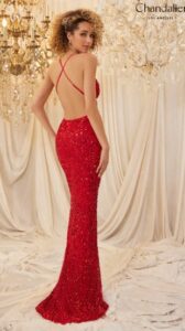 Chandalier Prom Dress 30088 This beautiful dress features a v-neck with lengthy tight fit that will accentuate your figure. The bright red color and sparkling sequins that will so much elegance to your event.