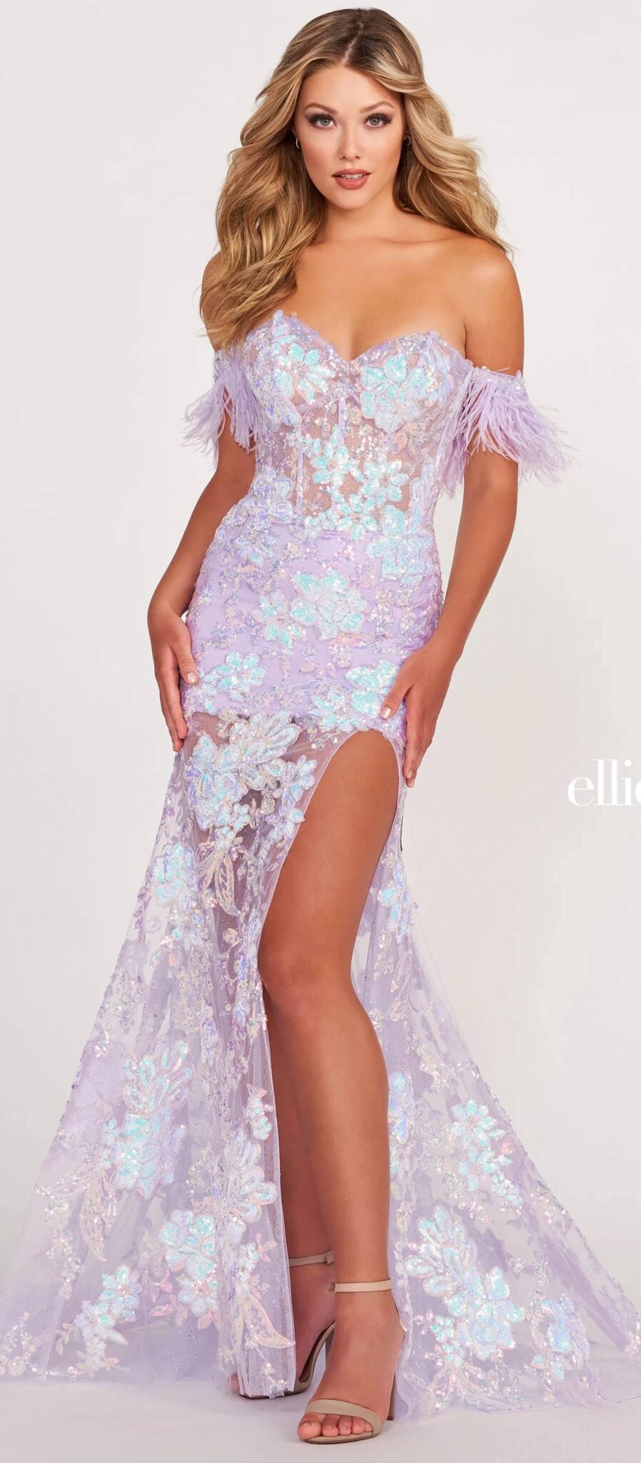 Gorgeous shimmery glitter detail dress features ruched detailing along the  torso, spaghetti strap and mermaid bottom with small back train…