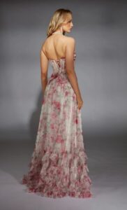 Dress shown in lilac/white and is also available in blue/white and pink/white.