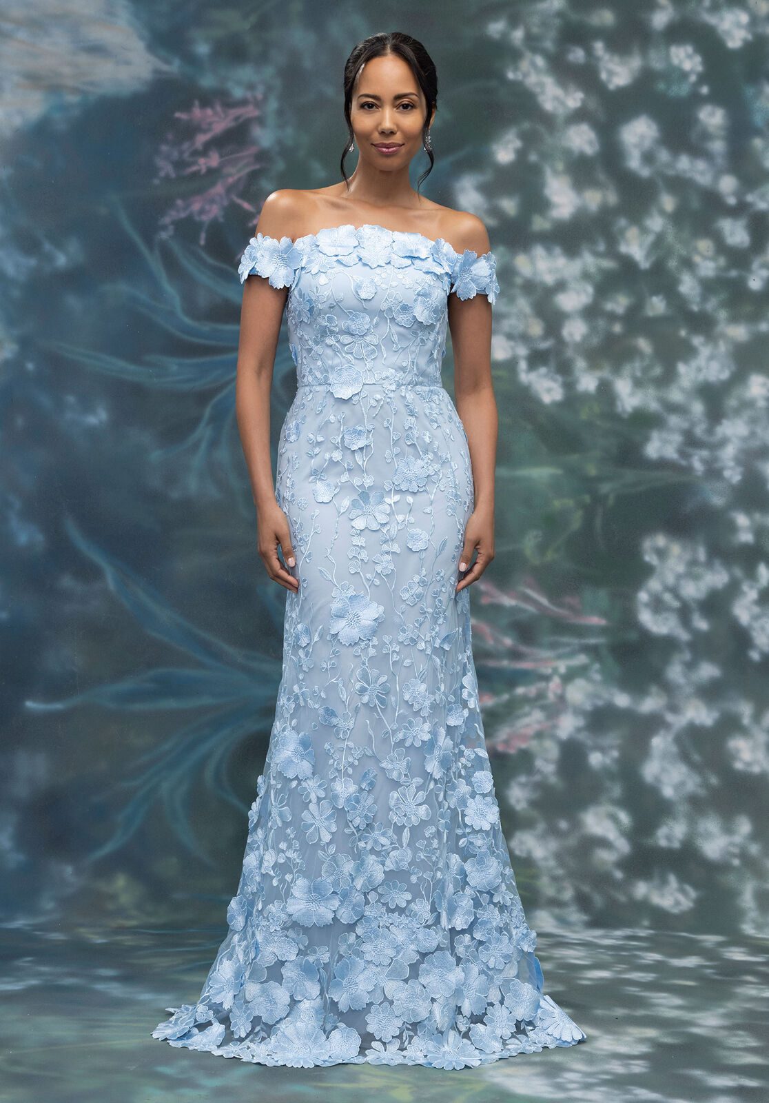 Dress shown in sky blue and